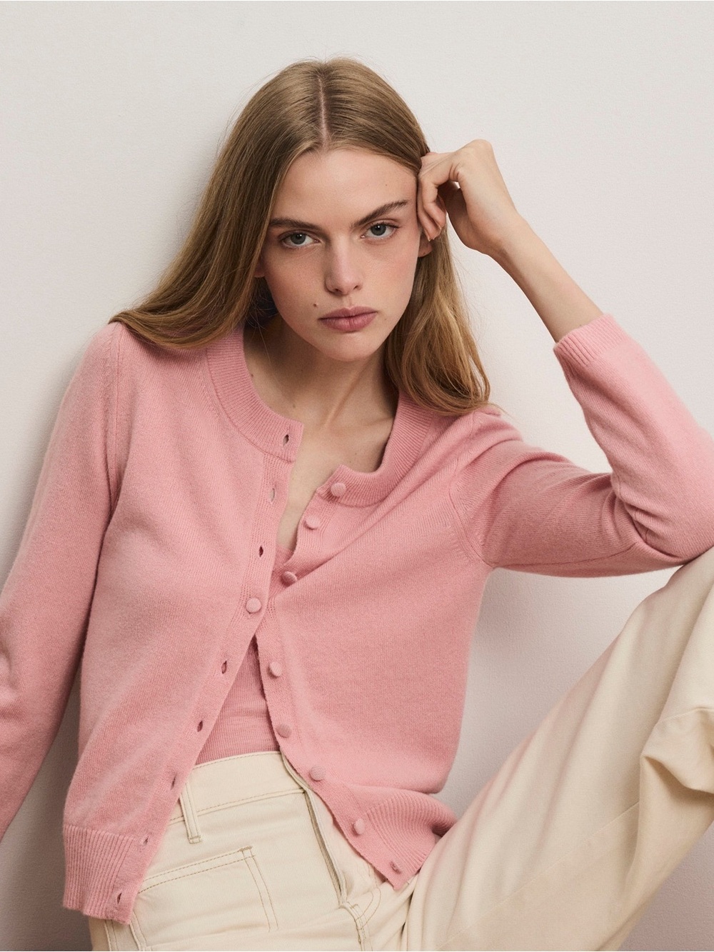 NWT Veronica Beard Daro Cashmere Cardigan in Petal